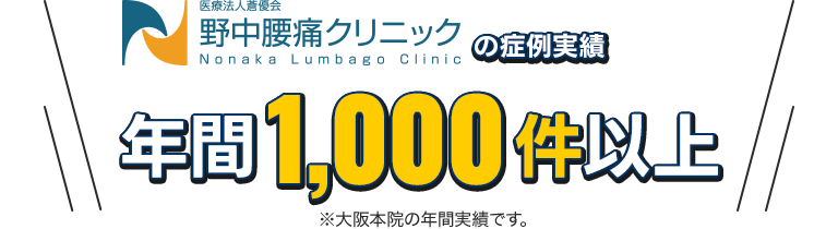 野中腰痛クリニックの症例実績は年間1,000件以上!
